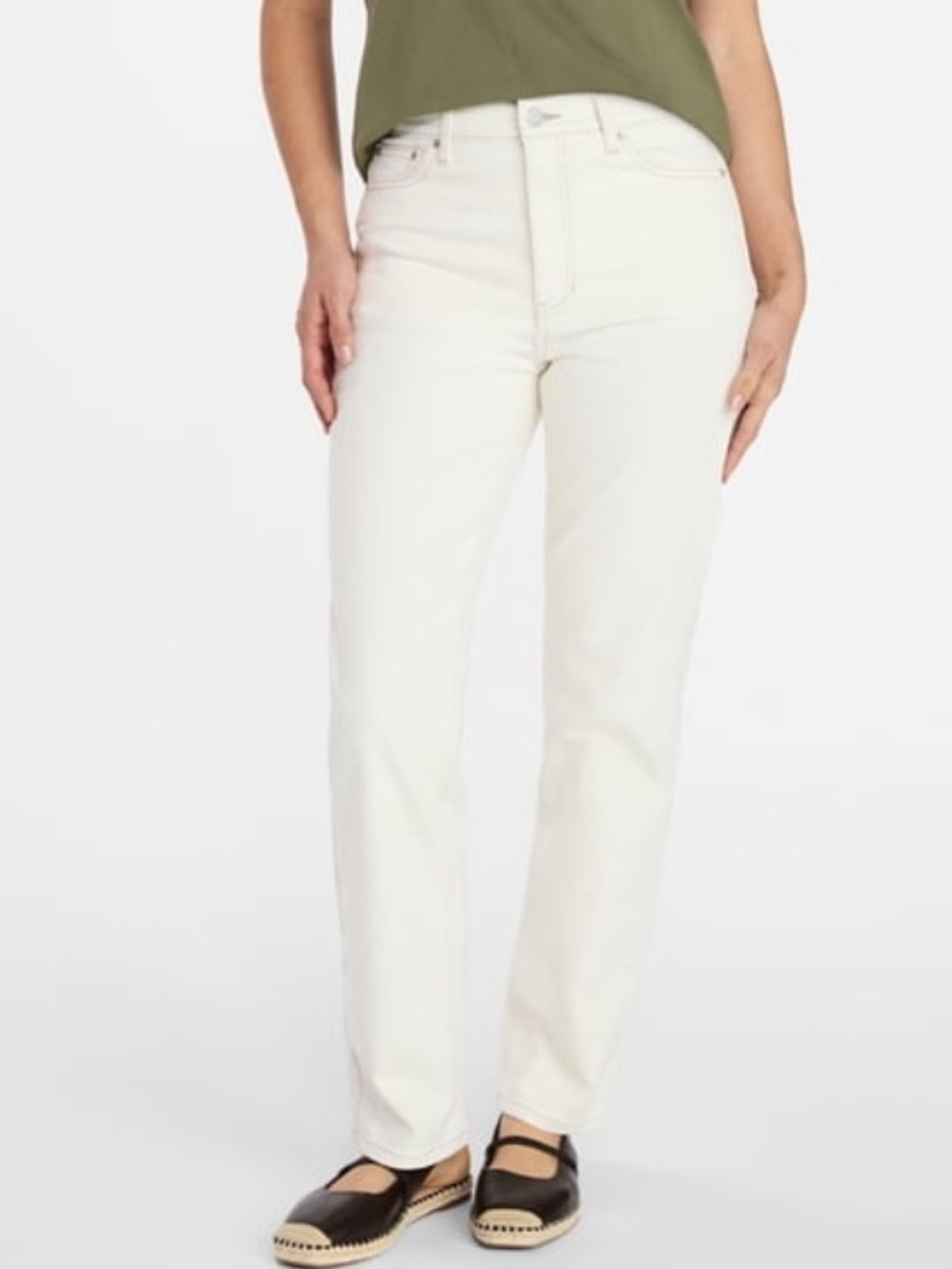 NWT Time & Tru Size 0 Ivory High Rise Straight Leg Jeans